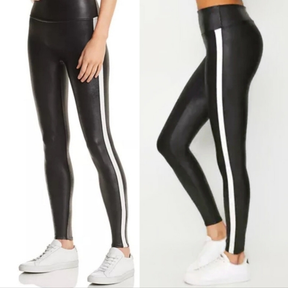 SPANX Faux Leather Side Stripe Leggings - Picture 1 of 12